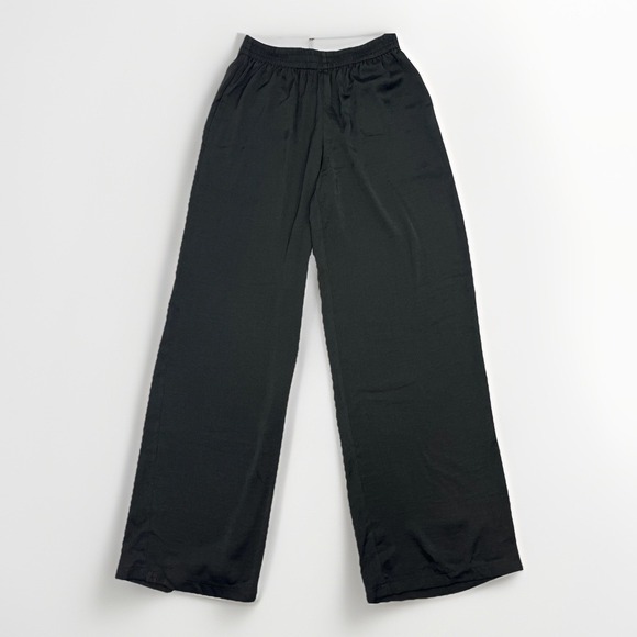 Barefoot Dreams Pants - Barefoot Dreams XS Washed Satin Wide Leg Pants Elastic Waist Pockets Dark Gray